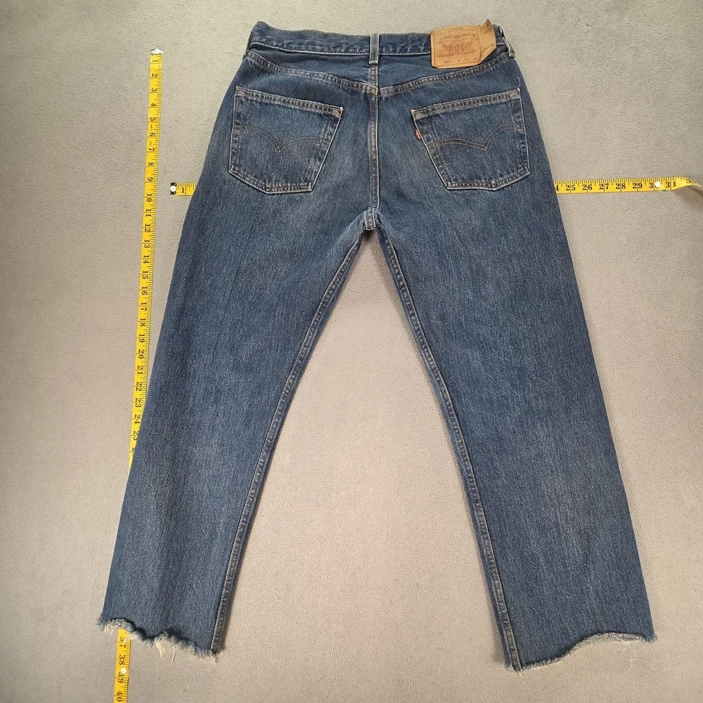 VTG Levis 501 Jeans Mens Blue Med‎ Wash Straight Altered Hem Made USA Fits 30x27